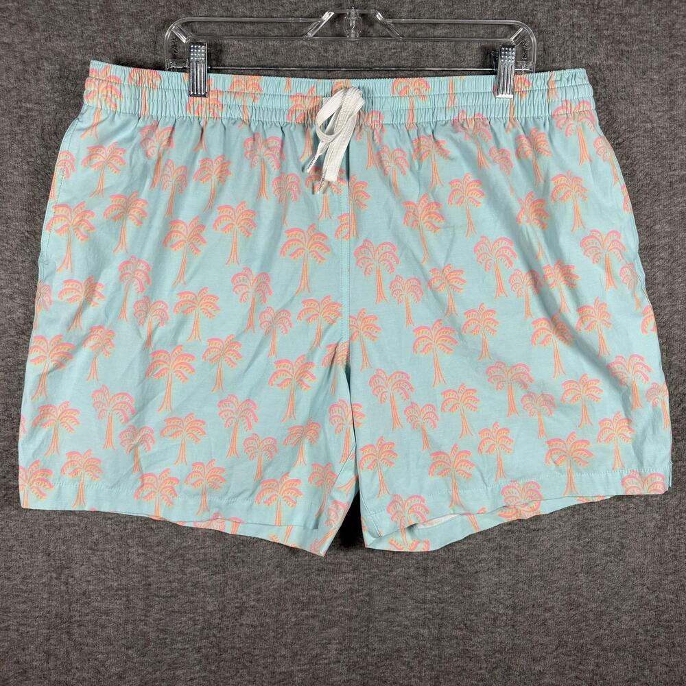 Chubbies Shorts Mens 2XL Blue Palm Tree Swim Trunks Lined Tropical Camp Surf 5.5
